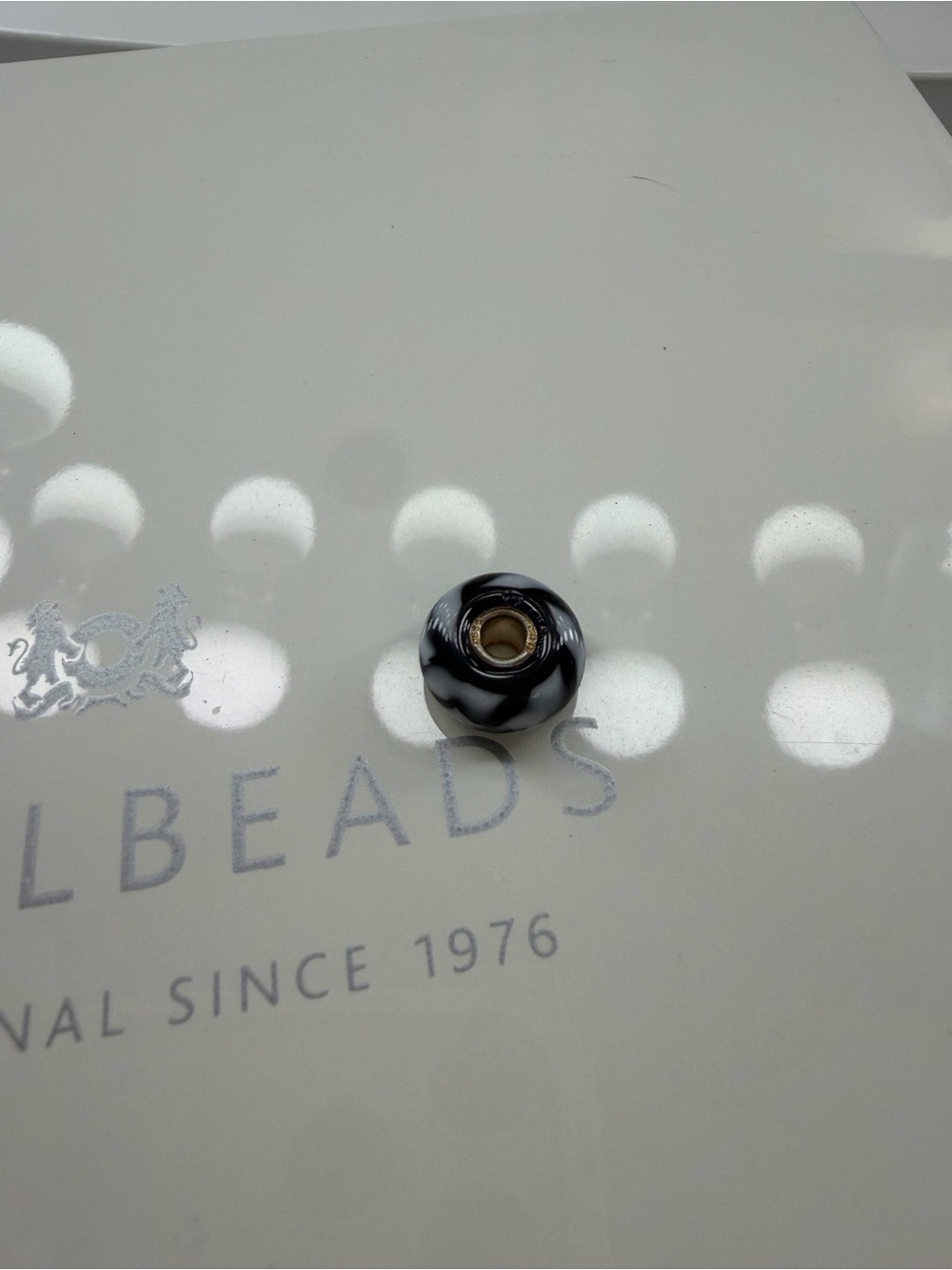 Trollbeads Black & White Swirl Murano Glass Bead